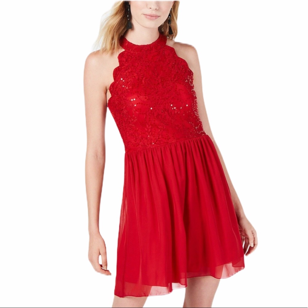 Speechless Junior's Lace Halter A-Line Dress Sz 9